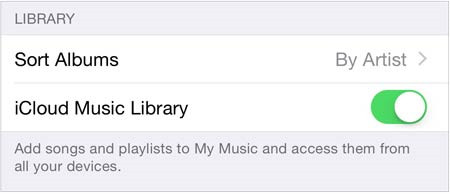 activar biblioteca de icloud music en iphone