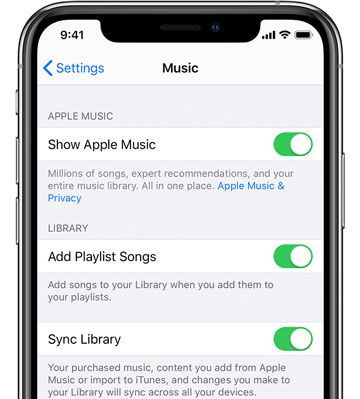 activar mostrar apple music en iphone