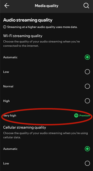 ajustar calidad de audio de spotify en android