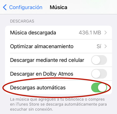 activar descargas automaticas en apple music offline