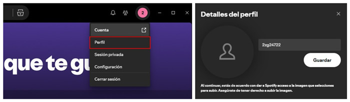 cambiar el nombre de perfil de spotify en pc