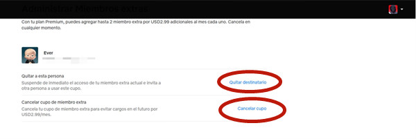 cancelar miembro extra de netflix