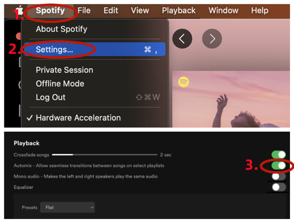 como activar spotify automix en mac