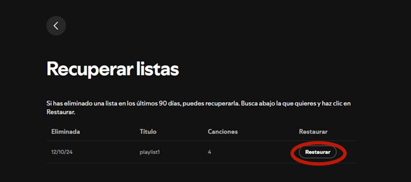 recuperar playlist spotify en pc