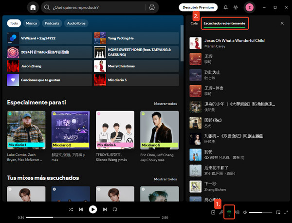 como ver spotify historial de reproduccion en pc