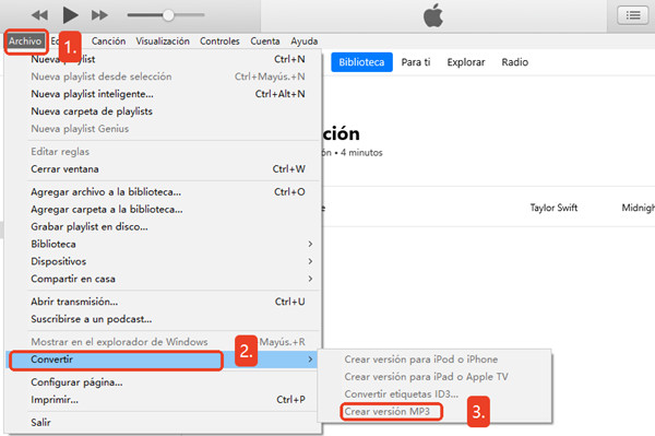 crear version mp3 en itunes