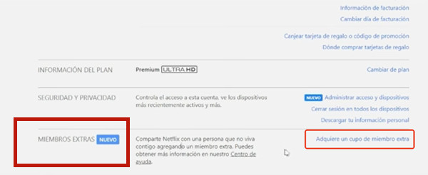 emepzar a agregar miembro extra de netflix