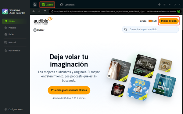 iniciar sesion en audible