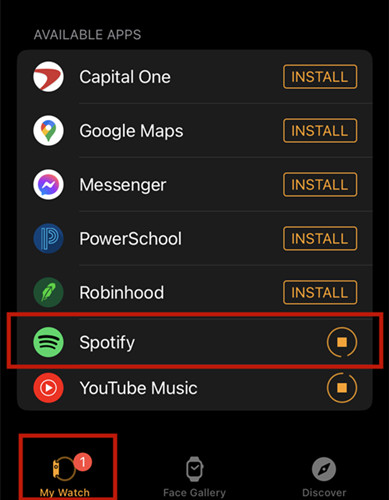 instalar spotify en apple watch