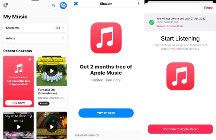 obtener apple music gratis con shazam para movil