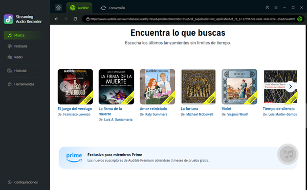 navegar y agregar libros de audible
