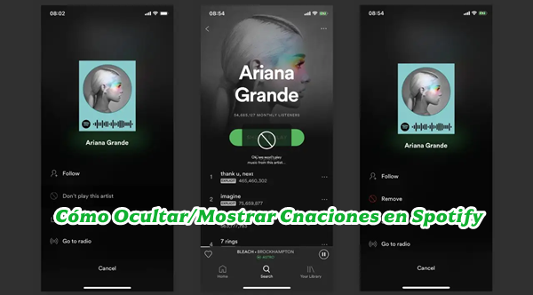 como ocultar y mostrar canciones en spotify