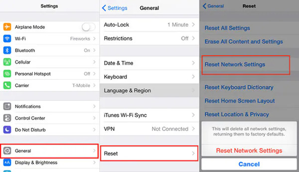 restablecer configuracion de red en iphone