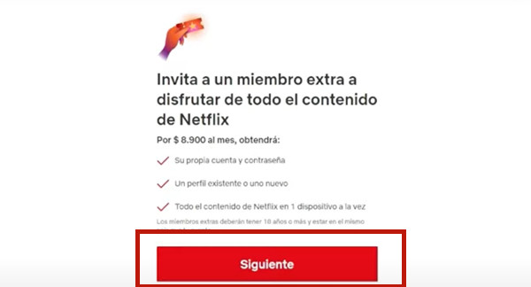 seguir agregando miembro extra de netflix