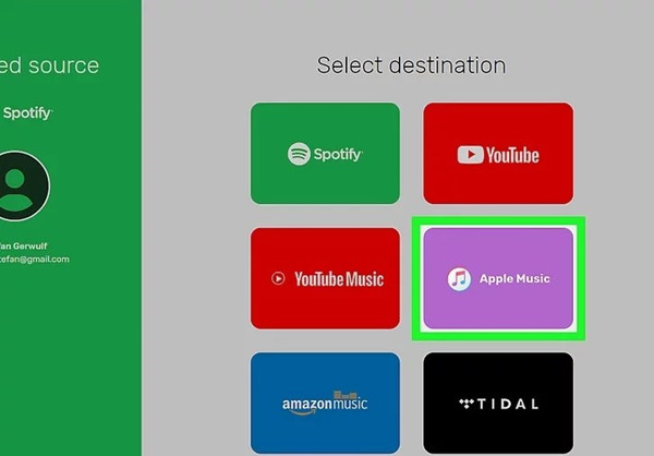 seleccionar apple music como plataforma de destino