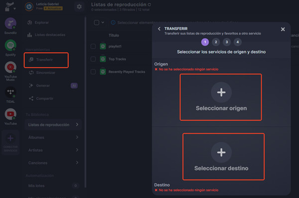 pasar playlist de spotify a youtube music con soundiiz