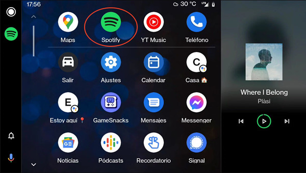 escuchar spotify en el coche por android auto