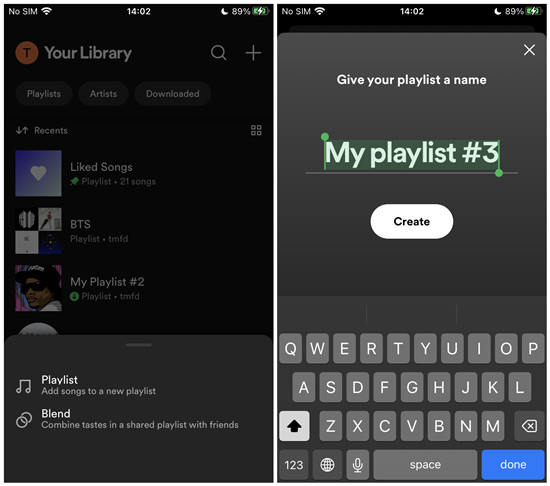 spotify crear playlist en móvil