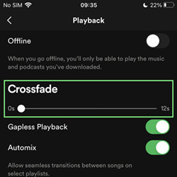 activar spotify crossfade en movil