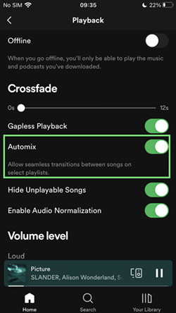 como activar spotify automix en movil