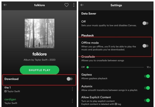 deshabilitar modo sin conexion en spotify para android