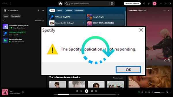 spotify no responde en pc