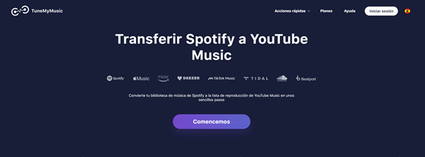 pasar playlist de spotify a youtube music con tunemymusic